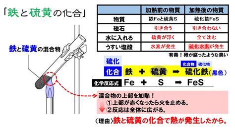 化合|鉄と硫黄の反応（化合）の解説とよく出る問題【化学変化】